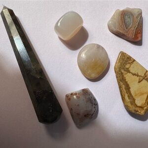 Bundle of high end tumbled stones moonstone jasper agates